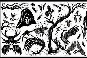 Grim reaper in a nature scene tattoo idea