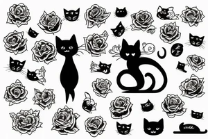 Black cat walking away tattoo idea