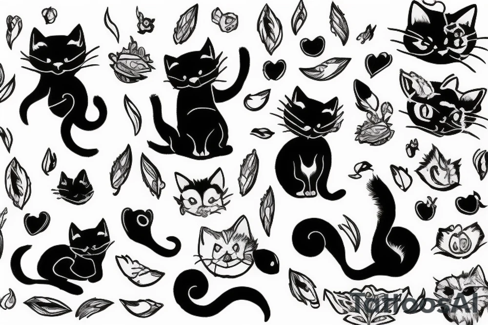 Black cat walking away tattoo idea