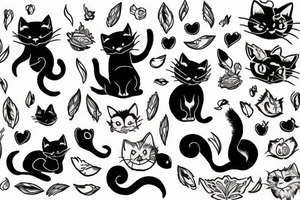Black cat walking away tattoo idea