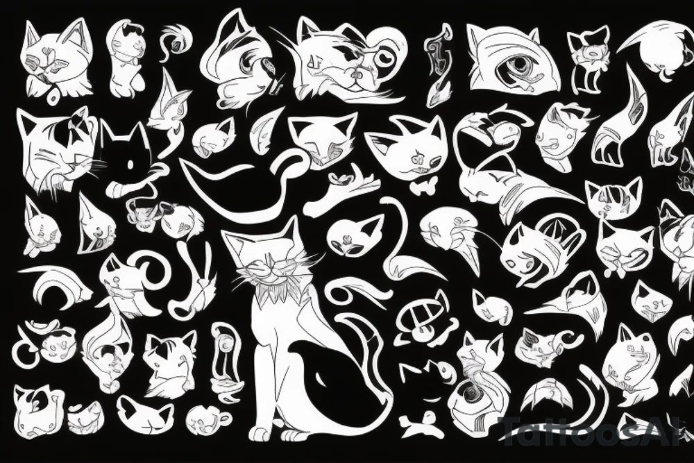 Black cat walking away tattoo idea