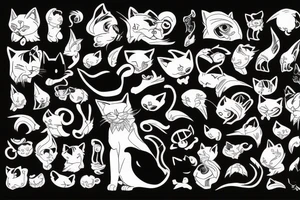 Black cat walking away tattoo idea