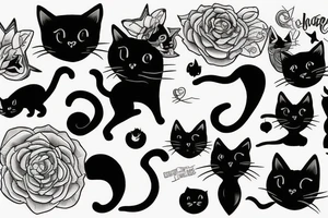 Black cat walking away tattoo idea