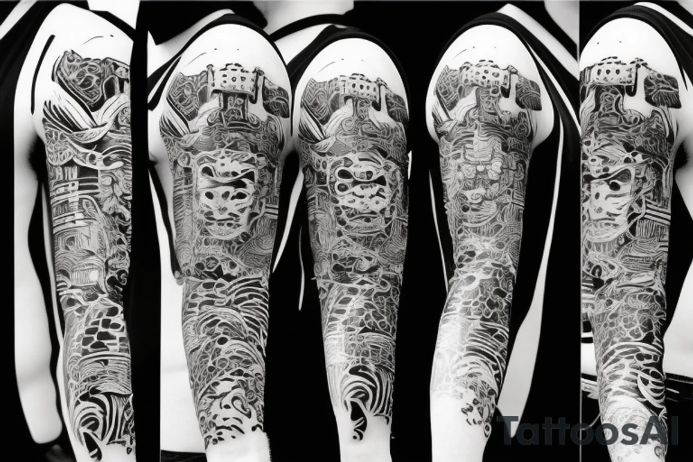 Future samurai mask tattoo idea