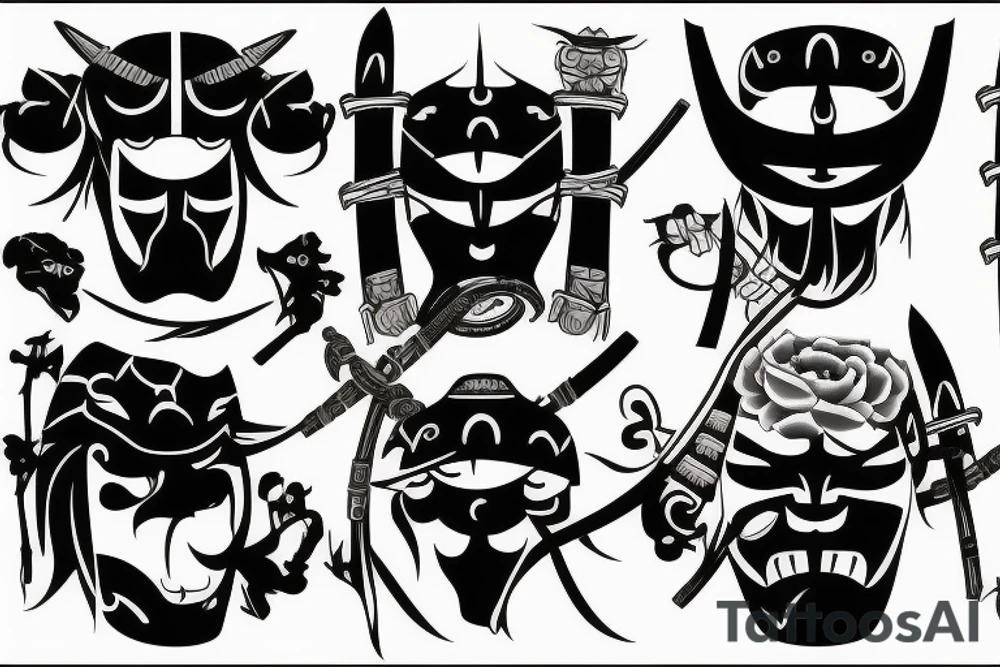 Future samurai mask tattoo idea