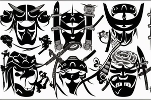 Future samurai mask tattoo idea