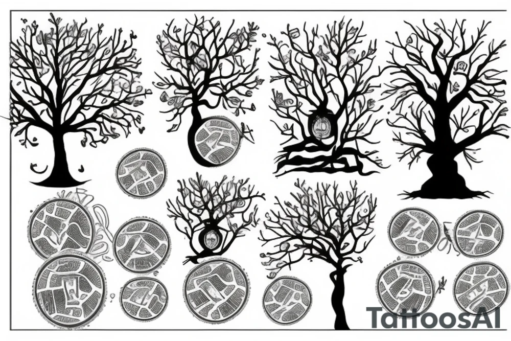 A tree made of dollars tattoo idea