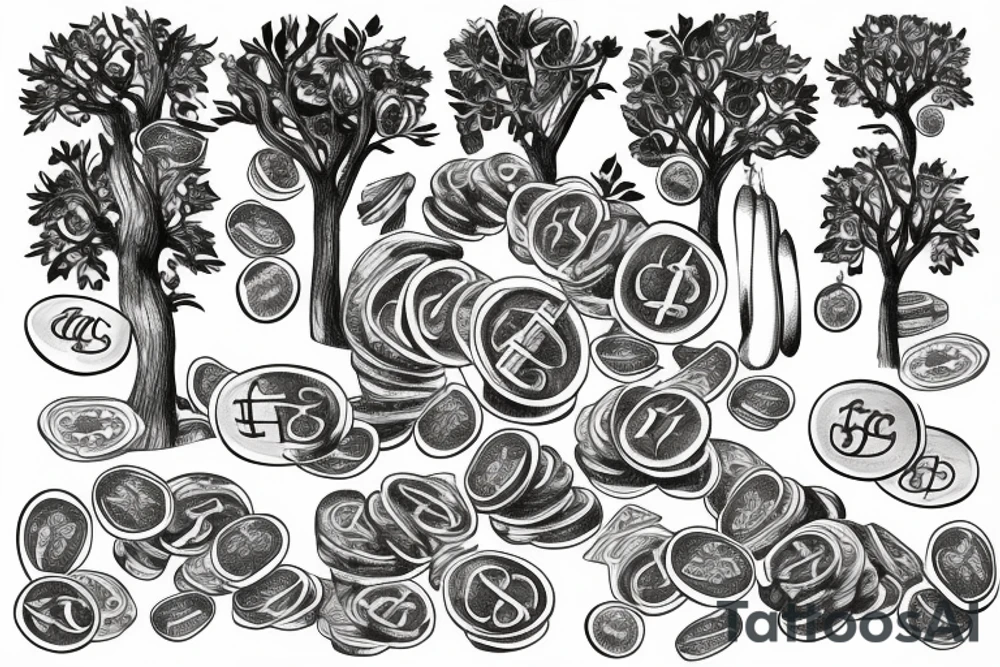 A tree With dollars fruits tattoo idea