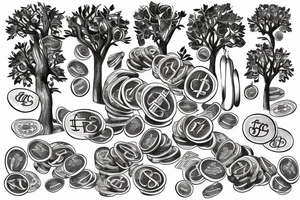 A tree With dollars fruits tattoo idea