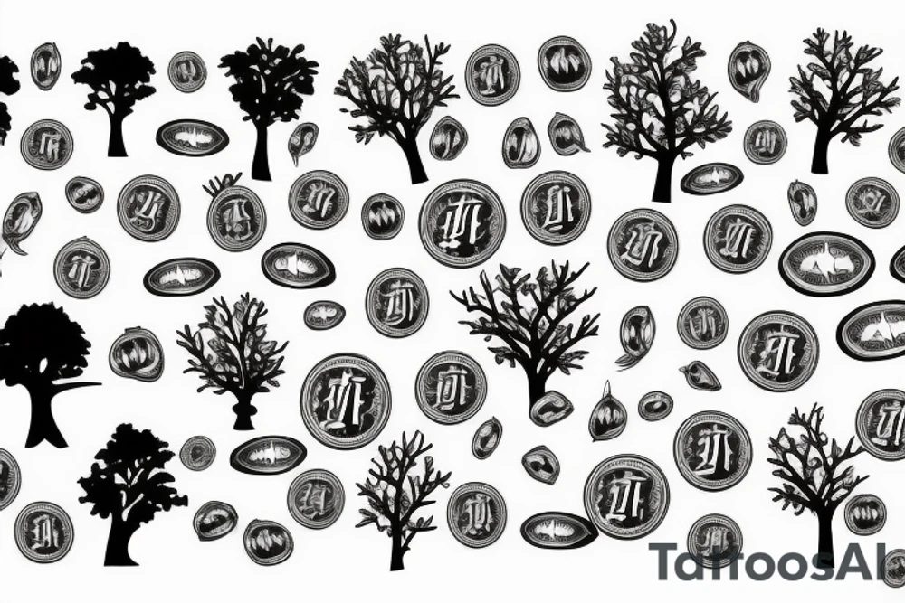 A tree With dollars fruits tattoo idea