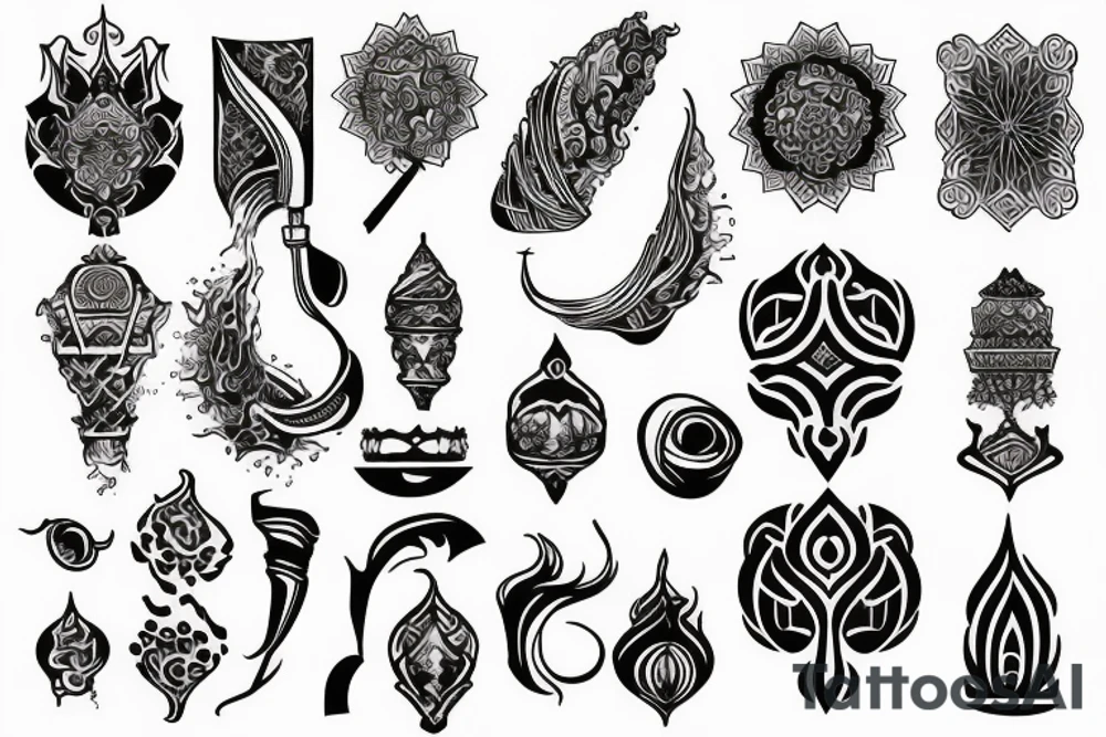 A neo-traditional hookah tattoo idea