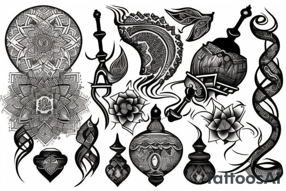 A neo-traditional hookah tattoo idea