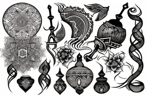A neo-traditional hookah tattoo idea