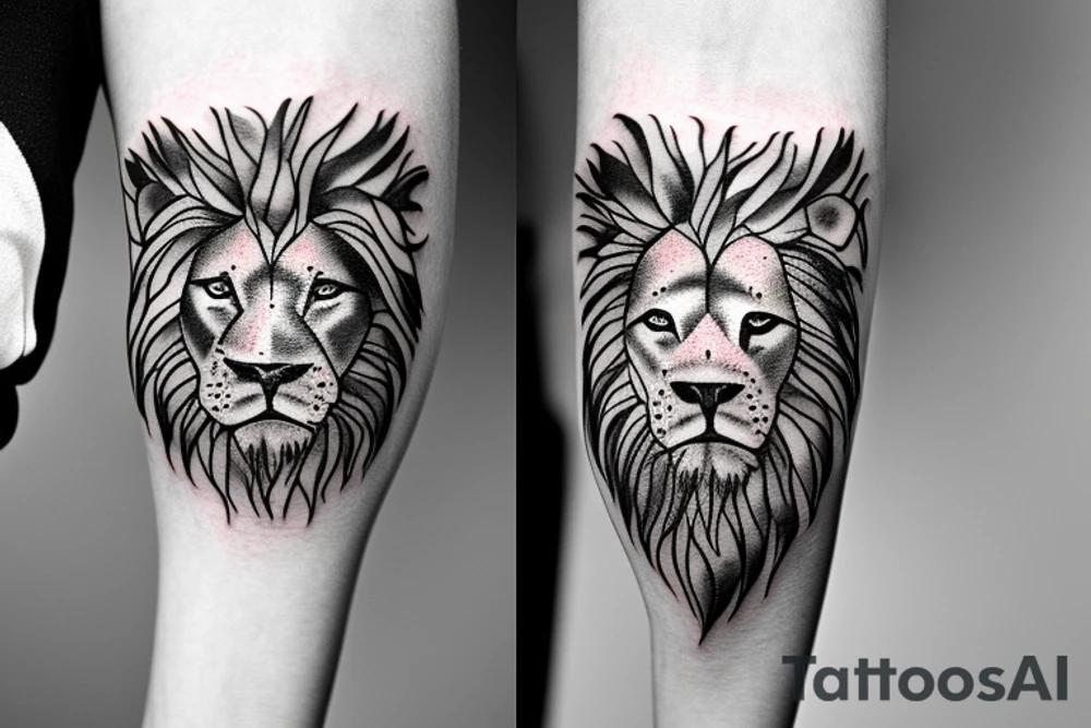 Half a lion eye and half a human eye tattoo idea