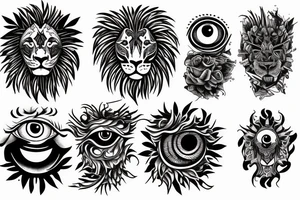 two eyes one lion eye and one human eye tattoo idea