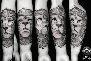 A human eye and lion eye side to side tattoo idea