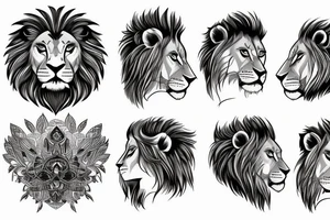 A face one half human and the other half lion tattoo idea