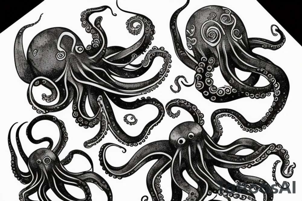 Octopus in the deep ocean with a sunken ship tattoo idea