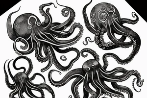 Octopus in the deep ocean with a sunken ship tattoo idea
