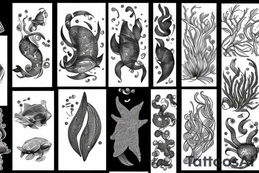 Sea animals tattoo idea