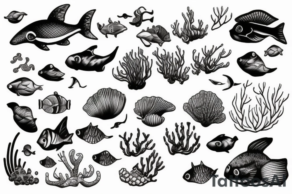 Sea animals tattoo idea