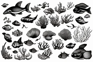 Sea animals tattoo idea