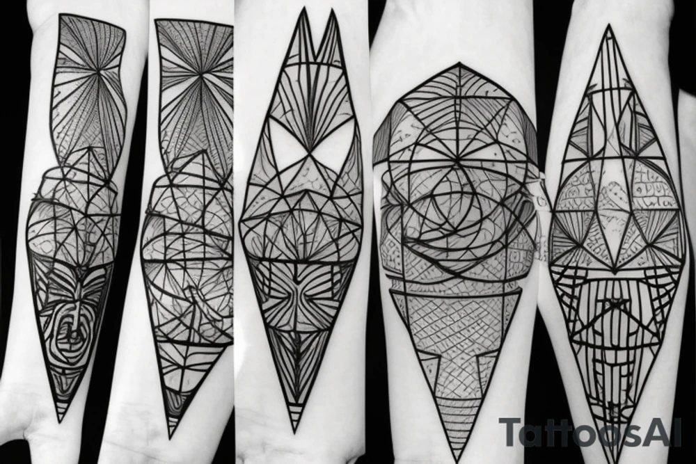 Life and death with geometric lines tattoo idea