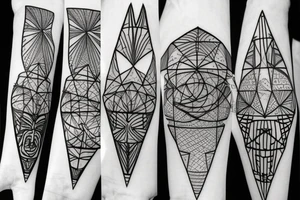 Life and death with geometric lines tattoo idea