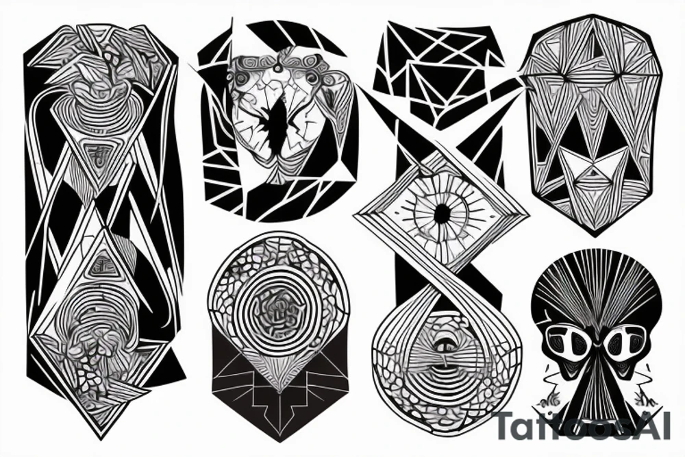Life and death with geometric lines tattoo idea