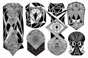 Life and death with geometric lines tattoo idea