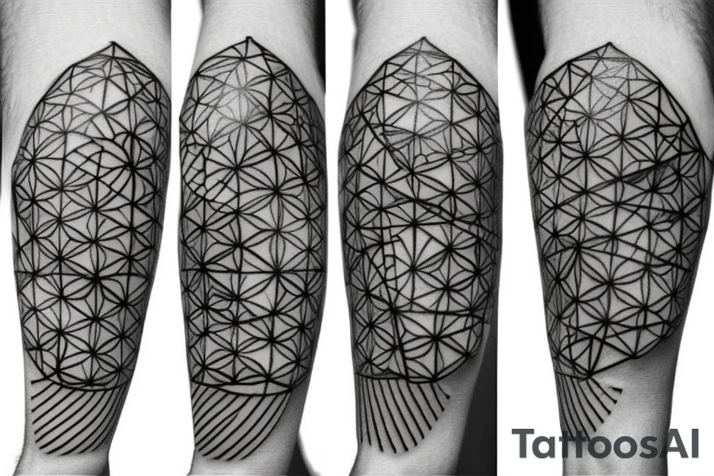 Life and death with geometric lines tattoo idea