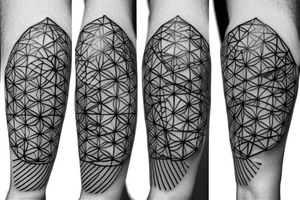 Life and death with geometric lines tattoo idea