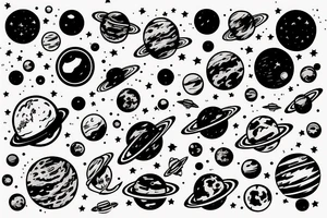 Outer space including solar systems for an arm sleeve tattoo idea