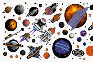 Outer space including solar systems for an arm sleeve tattoo idea