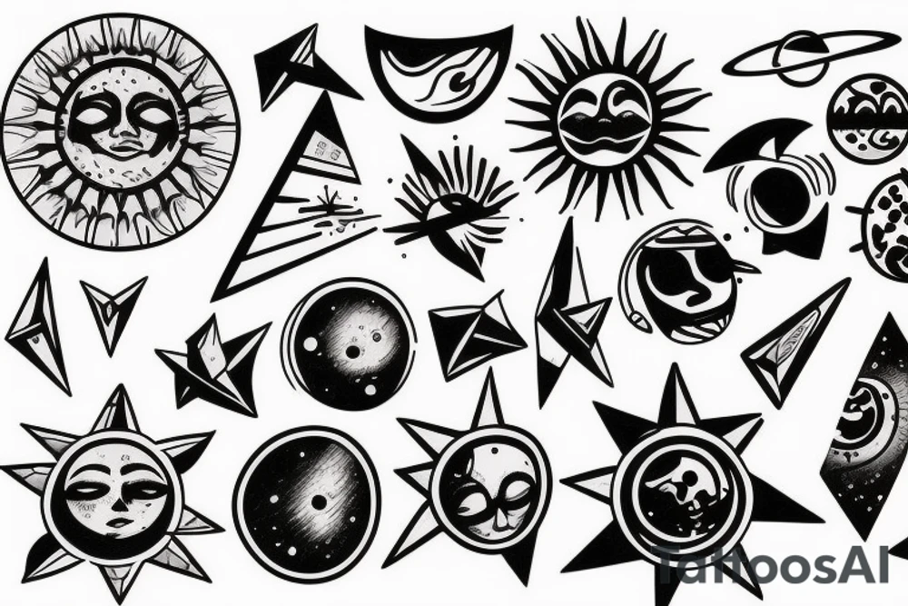 Piramids, sun, space tattoo idea