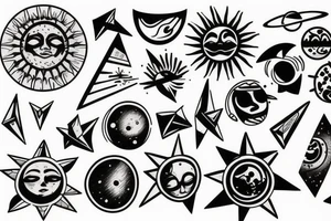 Piramids, sun, space tattoo idea