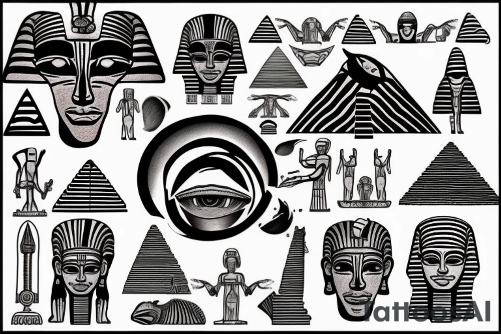 Piramids, sun, Egypt tattoo idea
