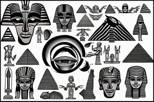 Piramids, sun, Egypt tattoo idea
