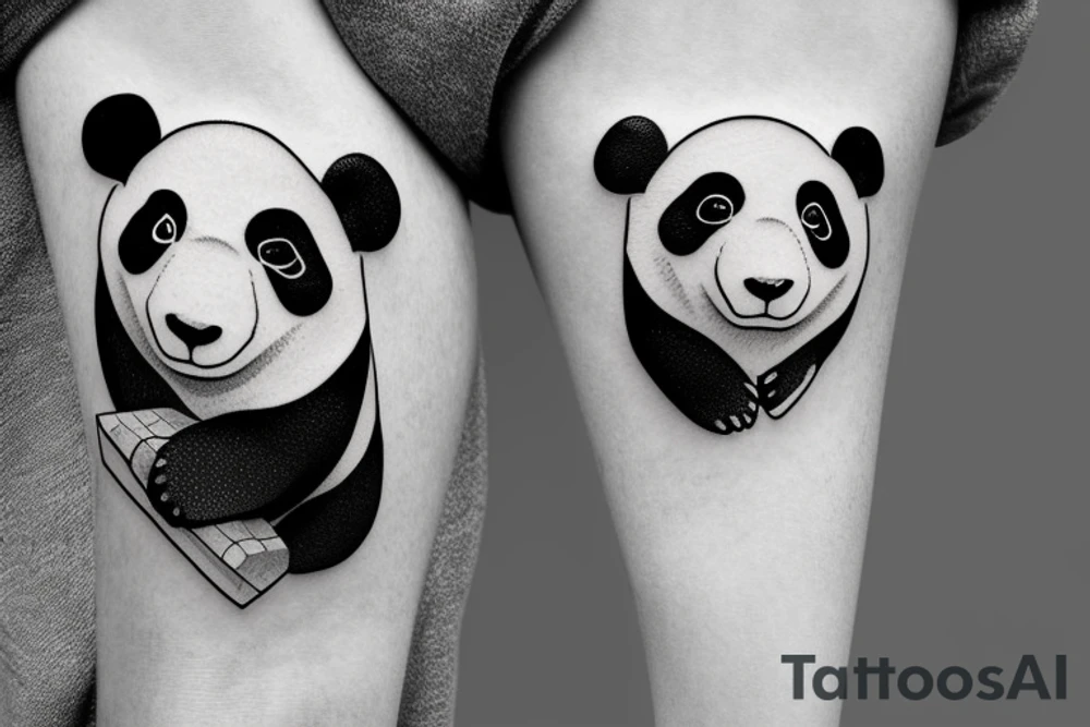 panda in a tie tattoo idea