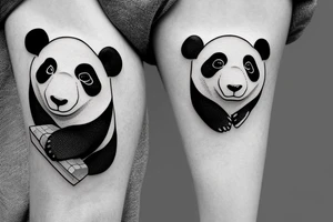 panda in a tie tattoo idea