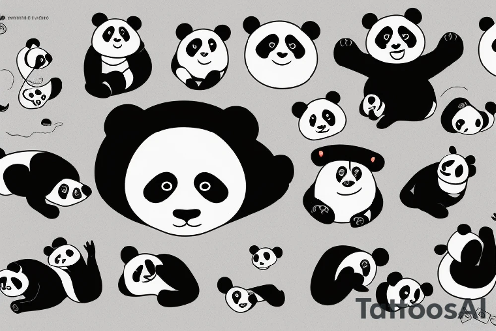 panda in a tie tattoo idea