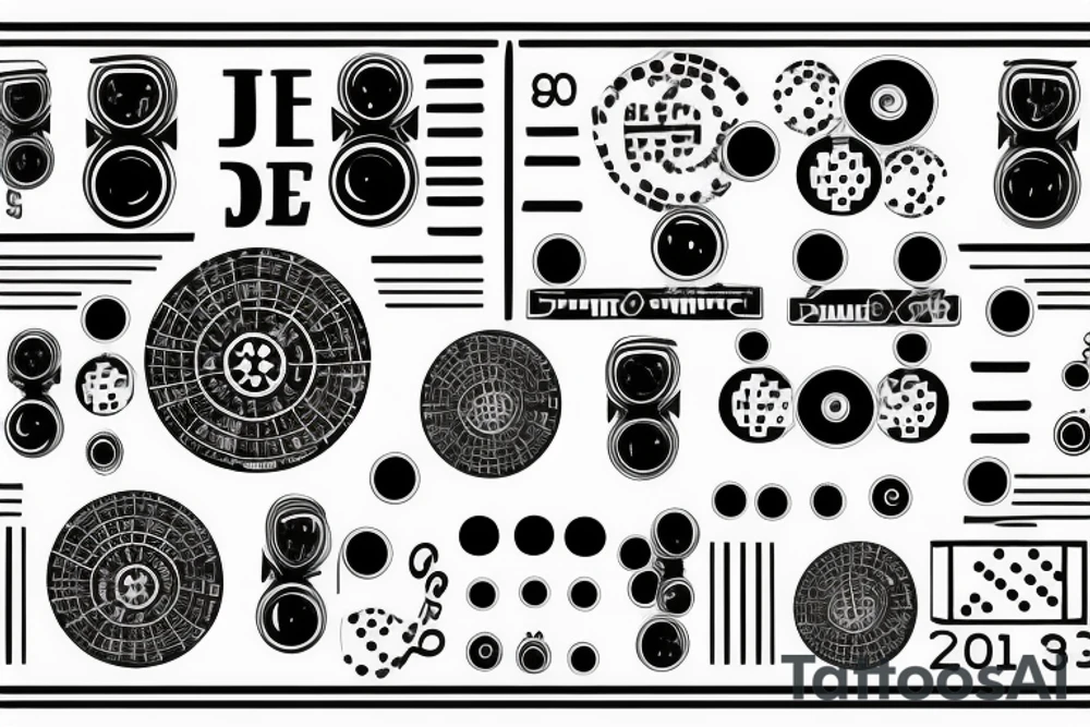 White binary code of the word dj tattoo idea