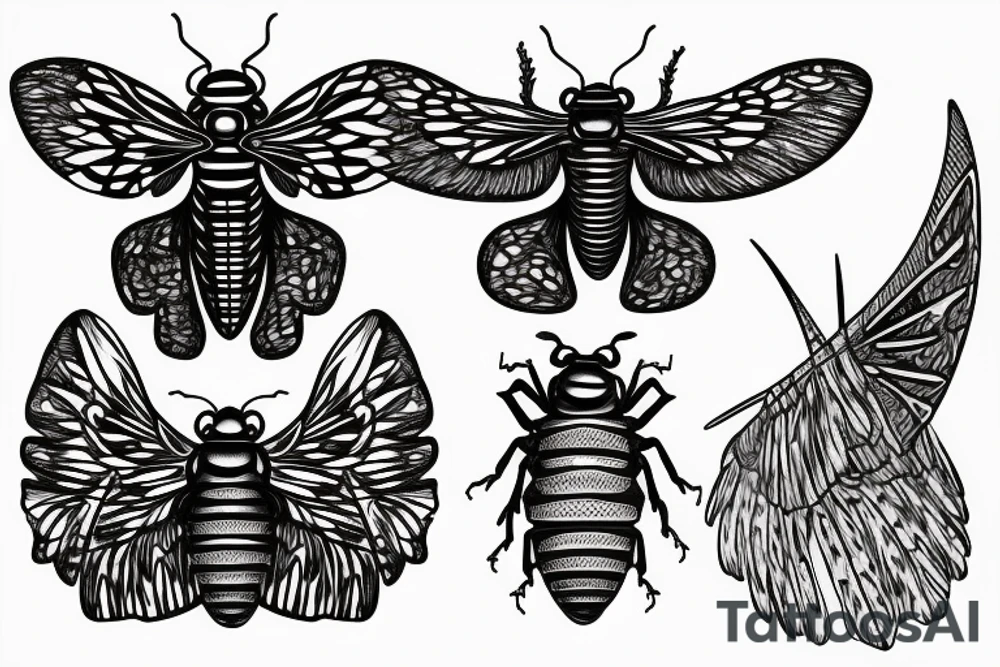 Cicada with red eyes tattoo idea