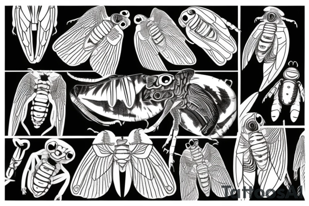 Cicada with red eyes tattoo idea