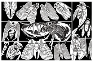 Cicada with red eyes tattoo idea