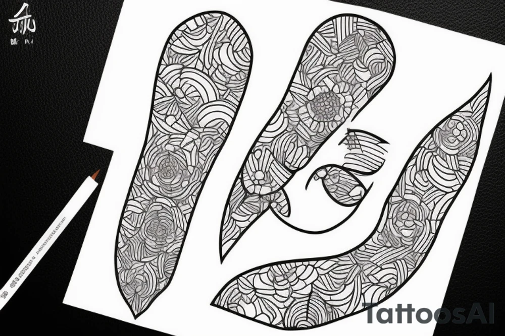 With the name of Yun, simple line, colorful tattoo idea