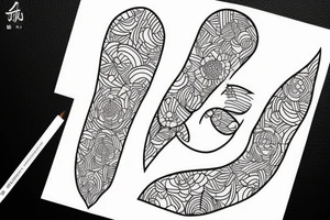 With the name of Yun, simple line, colorful tattoo idea