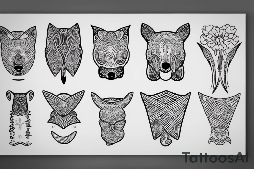 With the name of Yun, simple line, colorful tattoo idea