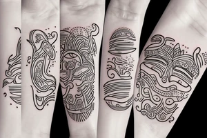 With the name of Yun, simple line, colorful tattoo idea