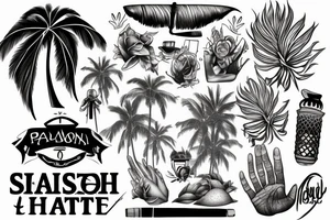 Palm on the seashore tattoo idea